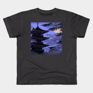 Japanese temple at night Kids T-Shirt